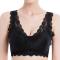 plus size stretch lace zip-up gather padded bras_Black