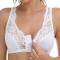 plus size stretch solid color lace breathable padded bras_White