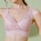 plus size slight stretch 5 colors solid color lace v-neck padded bras_Black_Pink