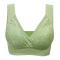 plus size slight stretch 5 colors solid color lace v-neck padded bras_Black_Pink_Rose Red_Green