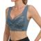 plus size stretch 6 colors stitching lace gather padded bras_Black_Dark Gray_Pink_Dark Blue