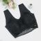 plus size stretch 6 colors stitching lace gather padded bras_Black