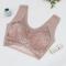 plus size stretch 6 colors stitching lace gather padded bras_Black_Dark Gray_Pink