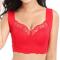 plus size stretch lace cutout traceless gather padded bras_Black_Red