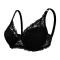 slight stretch 6 colors solid color lace breathable with underwire padded bras_Black