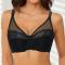 stretch lace stitching mesh with underwire unpadded bras_Black