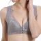plus size slight stretch 4 colors front buckle padded bras_Black_Gray