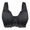 plus size slight stretch 4 colors front buckle padded bras_Black