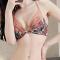 slight stretch flower batch printing lace trim with underwire padded bras(a=abc)_Pink