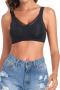 plus size slight stretch solid color glossy padded bras_Black