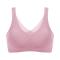 plus size slight stretch solid color glossy padded bras_Black_Pink