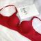 plus size stretch glossy traceless with bra rim gather padded bras#2_Pink_Red