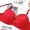 sexy plus size slight stretch underwire thin large breast gather lift bra#1_Black_Red