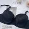 sexy plus size slight stretch underwire thin large breast gather lift bra#1_Black