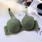 sexy plus size slight stretch solid color thin large breast push up lift bra_Red_Dark Green