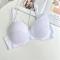 sexy plus size slight stretch solid color thin large breast push up lift bra#2_White
