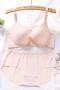 plus size stretch 4 colors traceless glossy gather with bra rim padded bra sets_White_Red_Purple_Beige