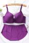 plus size stretch 4 colors traceless glossy gather with bra rim padded bra sets_White_Red_Purple