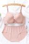 plus size stretch 4colors traceless glossy gather with bra rim padded bra sets#2_Black_Dark Gray_Pink_Beige