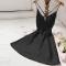 sexy non stretch imitation silk backless mini dress sleepwear_Black