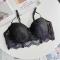 sexy plus size slight stretch lace padded thin large breast bra size run small_Black