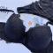sexy slight stretch embroidery underwire padded thin bra set size run small_Black