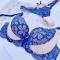 sexy slight stretch lace gather lift underwire padded bra set size run small_Magenta_Blue