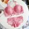 sexy plus size stretch lace 5 colors with bra rim gather padded bra sets_Black_White_Pink