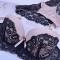 sexy slight stretch lace breathable lift padded thin bra set size run small_Black