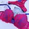 plus size stretch lace thin cup large breast underwire lift bra set size run small_Magenta