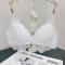 plus size stretch lace gather padded triangle bra_Black_White