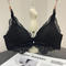plus size stretch lace gather padded triangle bra_Black