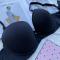 plus size stretch 4 colors glossy bow decor with bra rim padded bras_Black
