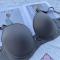 plus size stretch 4 colors glossy bow decor with bra rim padded bras_Black_White_Dark Gray