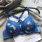 sexy stretch flower batch printing lace trim gathre padded bras_Black_White_Red_Blue