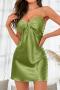 plus size non-stretch satin padded sleepwear size run small_Black_Pink_Rose Red_Green