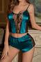 sexy plus size lace stitching lace sling shorts sets size run small_Black_Rose Red_Dark Green