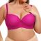 sexy plus size slight stretch non-removable padding underwire gathered bra_Black_Magenta