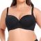 sexy plus size slight stretch non-removable padding underwire gathered bra_Black