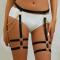 one pc stylish new metal chain decor bandage garter_Black