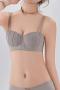 stretch 4 colors bow decor gather detachable strap bras size run small_Black_Gray