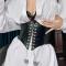 stretch butterfly pendant metal chain lace-up girdle(length:70cm,width:12cm)_Black