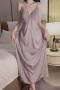 sexy non-stretch butterfly embroidery padded sleepwear size run small_White_Light Purple