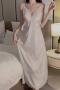 sexy non-stretch butterfly embroidery padded sleepwear size run small_White