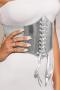 stretch stitching glossy pu lace-up girdle_Gold_Silver