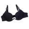 sexy slight stretch solid color gather with underwire padded bras_Black
