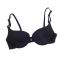 sexy slight stretch solid color breathable glossy padded bras_Black