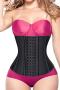 plus size stretch 4 breasted slim fit boned tighten waist trainer abdomen corset_Black