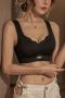 sexy plus size stretch traceless cutout padded bras size run small_Black
