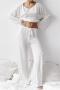 sexy slight stretch see-through crew neck pants sets sleepwear_Black_White